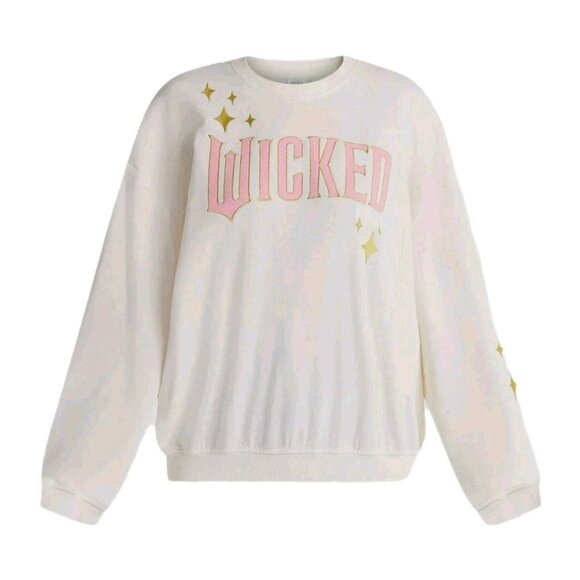 WICKED Womens Glittering Stars Sweatshirt Large Cream - Picture 12 of 12
